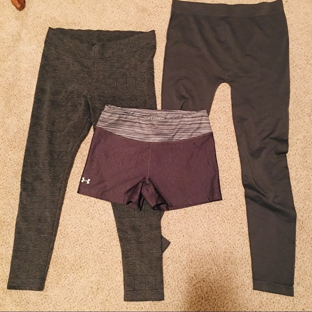 Leggings and a pair of Athletic shorts